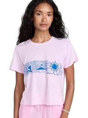 Sundry Light Pink Tee with Blue Coastal Graphic